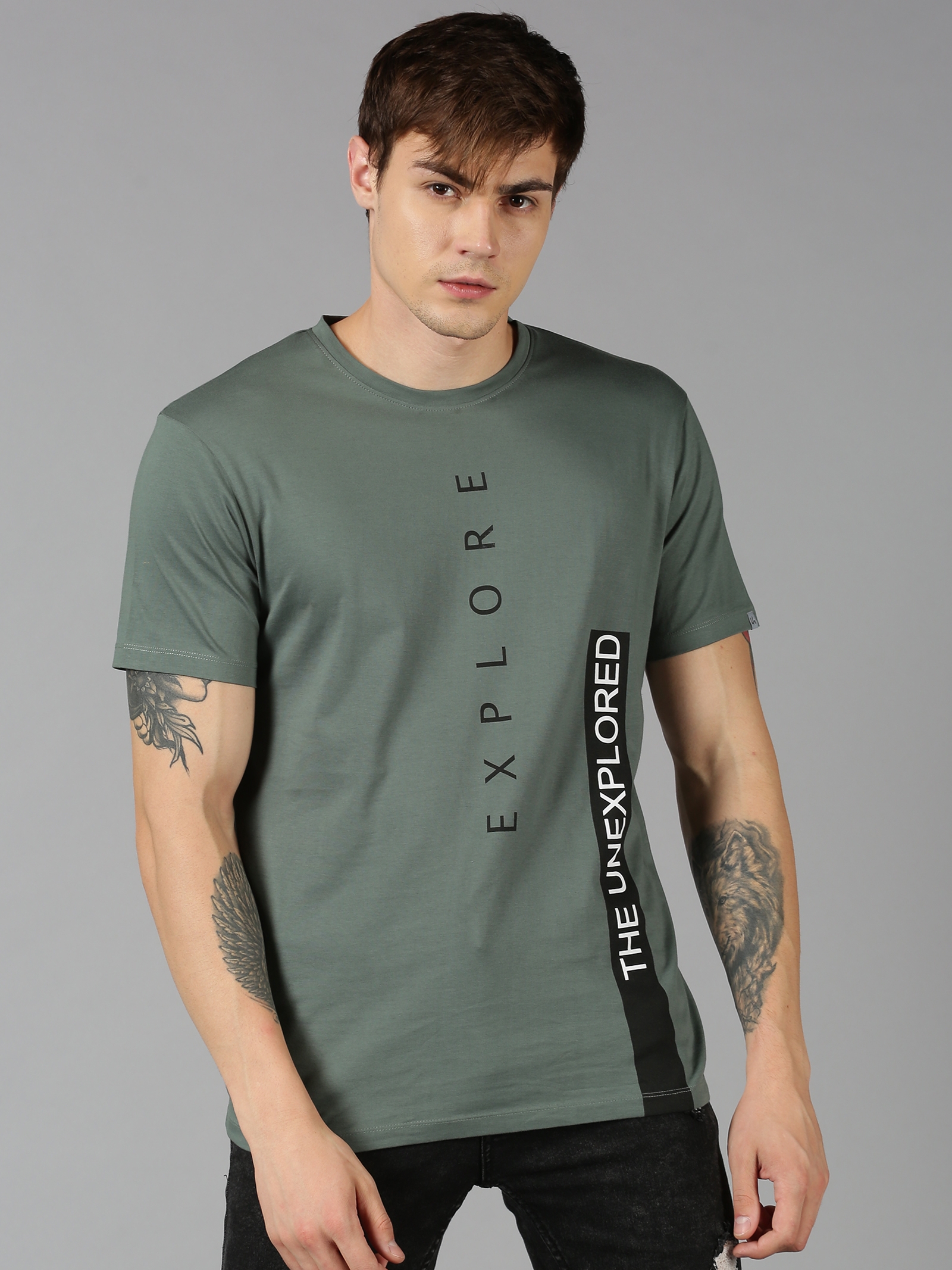 UrGear | UrGear Printed Men Crew Neck Green T-Shirt