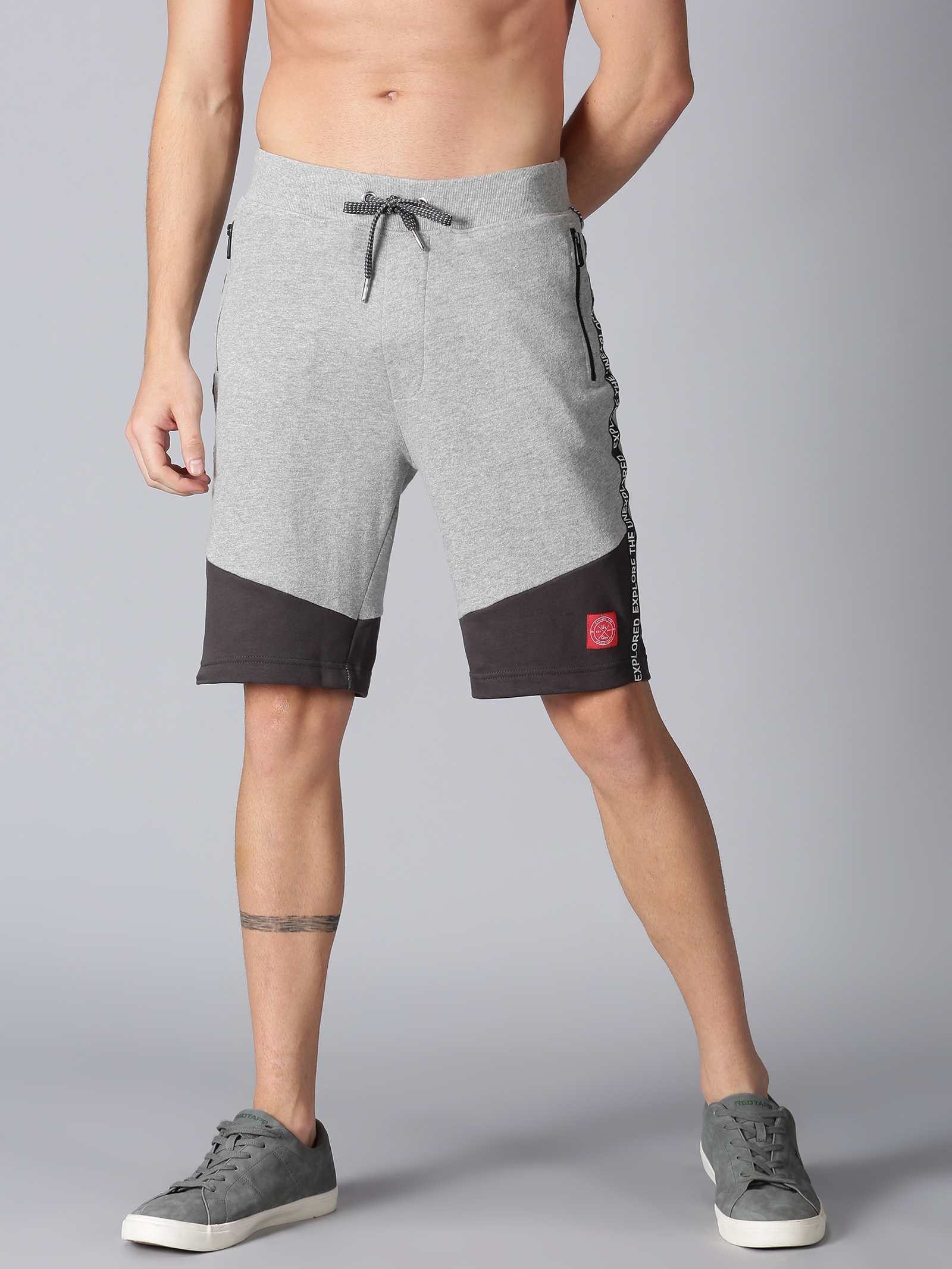 UrGear | UrGear Men Grey and Black Colourblock Basic Shorts