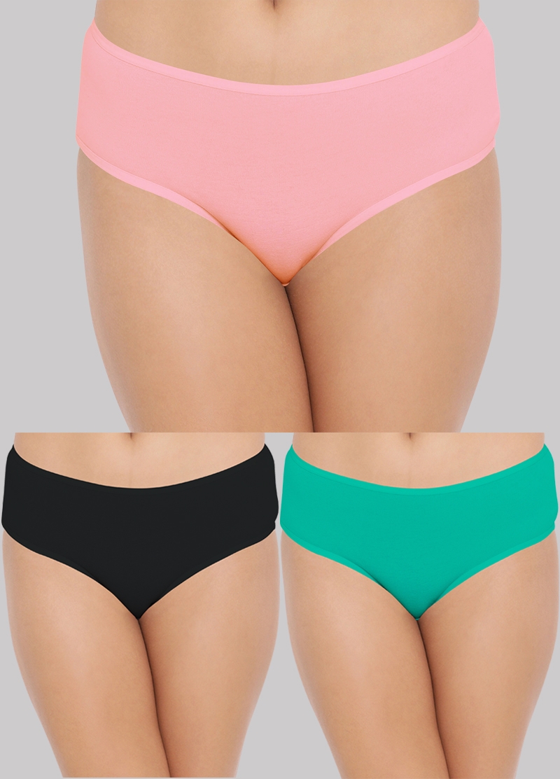 UrGear | UrGear Women Solid Panty Combo Set - Pack of 3 (Black, Green, Pink)