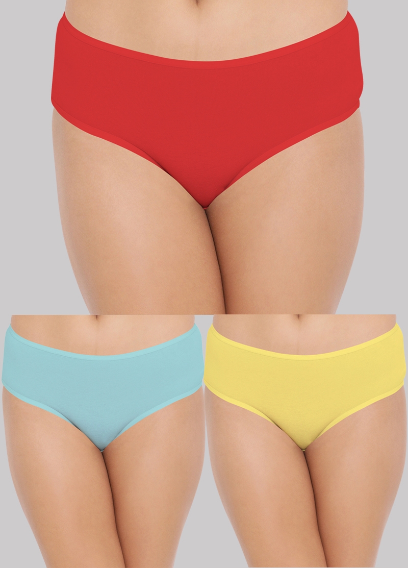 UrGear | UrGear Women Solid Panty Combo Set - Pack of 3 (Red, Skyblue, Yellow)