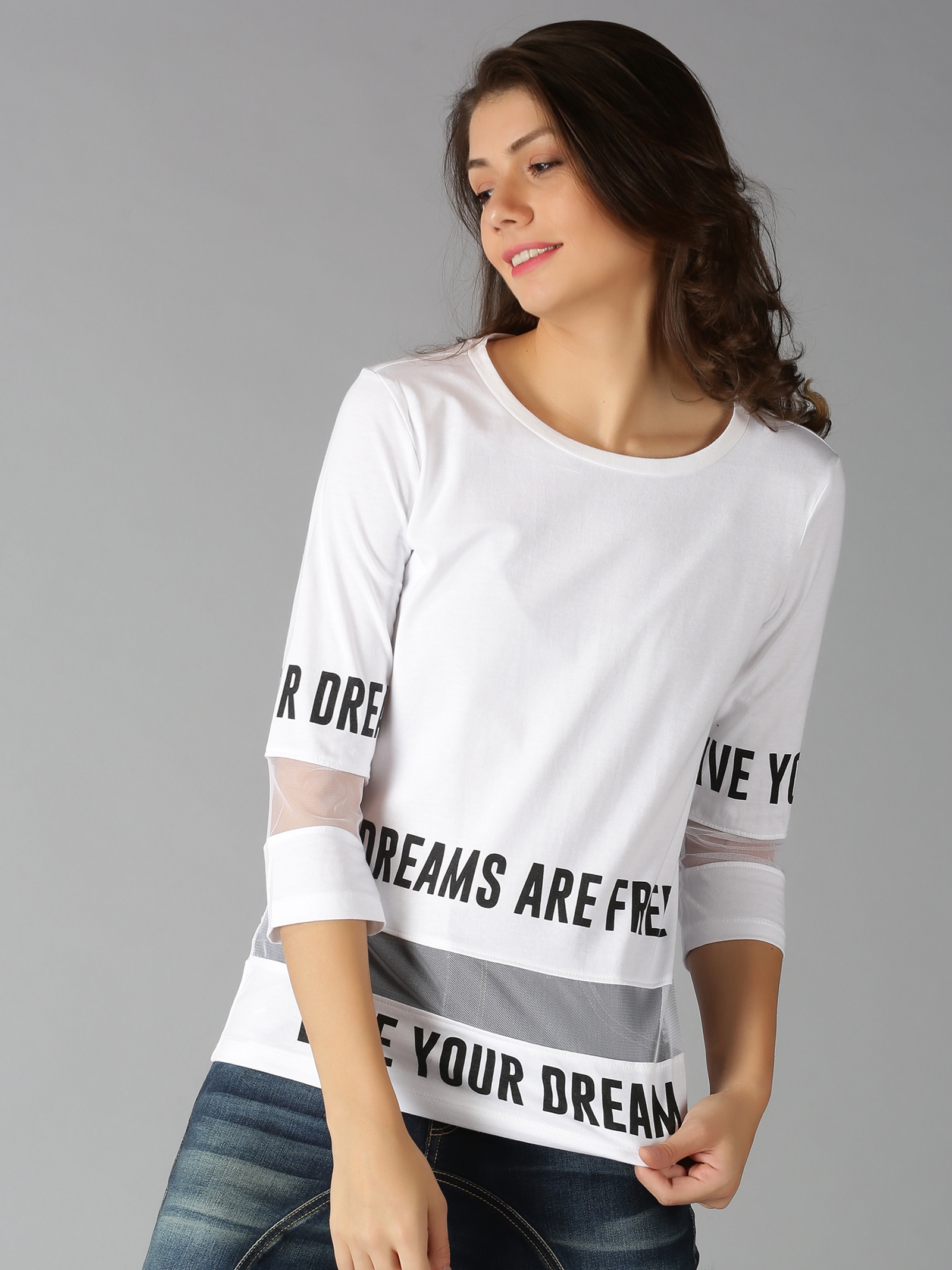 UrGear | UrGear Printed Women Round Neck White T-Shirt