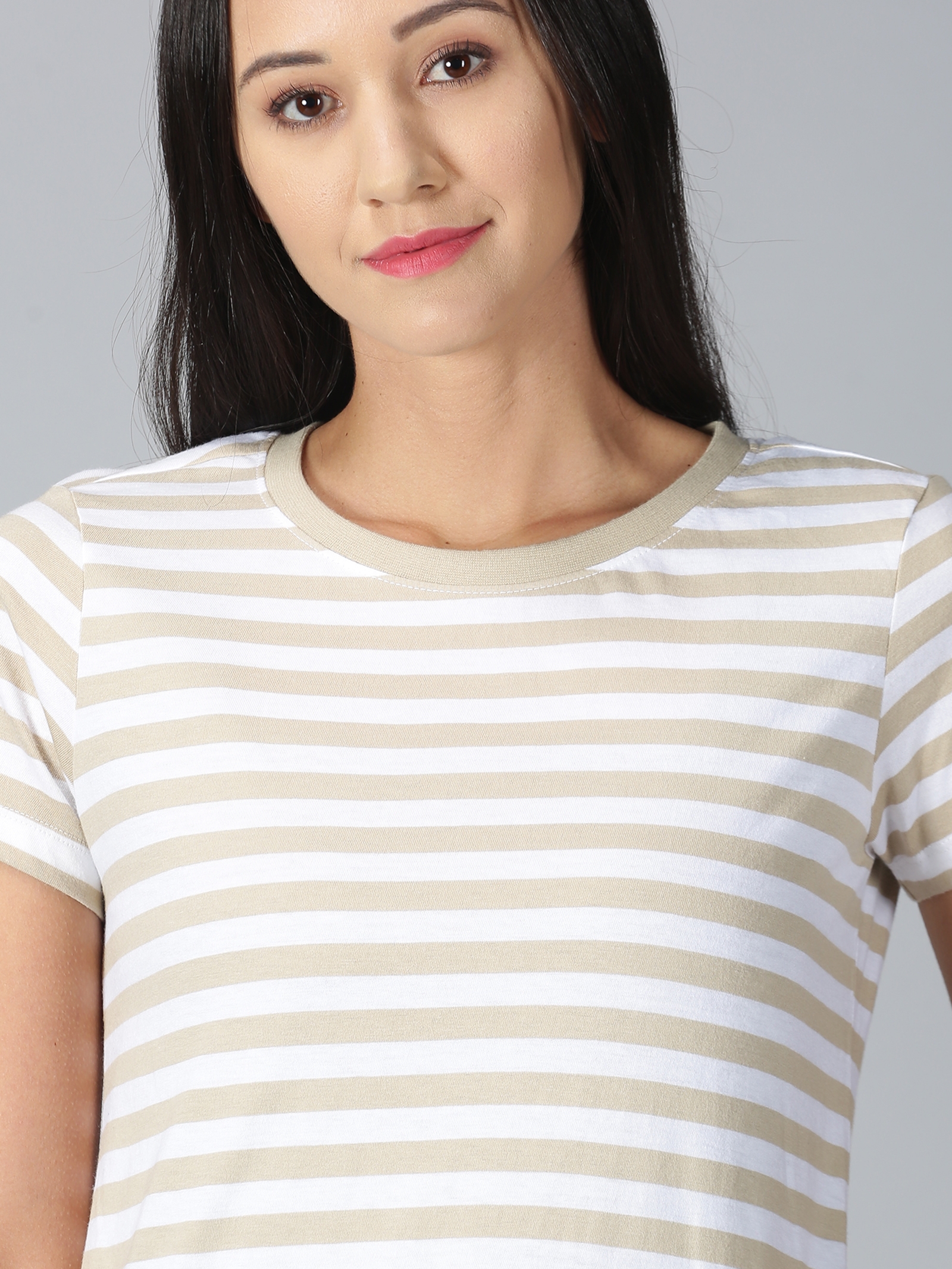 UrGear Casual Striped Women Beige T-Shirt