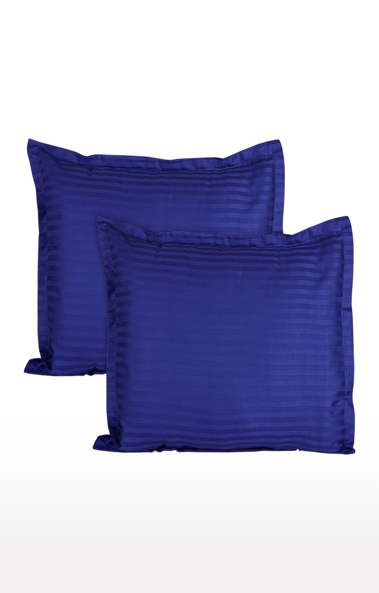 V Brown | Satin Stripped Blue Pillow Covers Pack of 2
