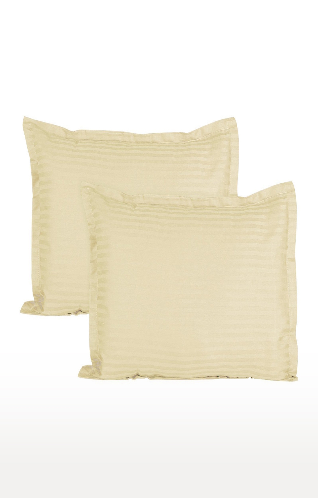 V Brown | Satin Stripped Cream Pillow Covers Pack of 2