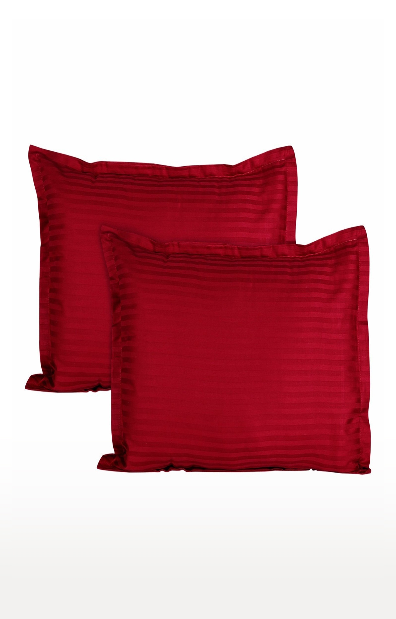 V Brown | Satin Stripped Red Pillow Covers Pack of 2