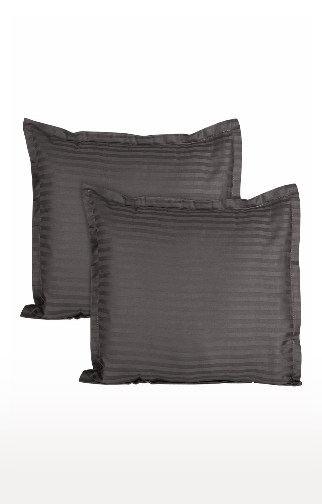 V Brown | Satin Stripped Grey Pillow Covers Pack of 2