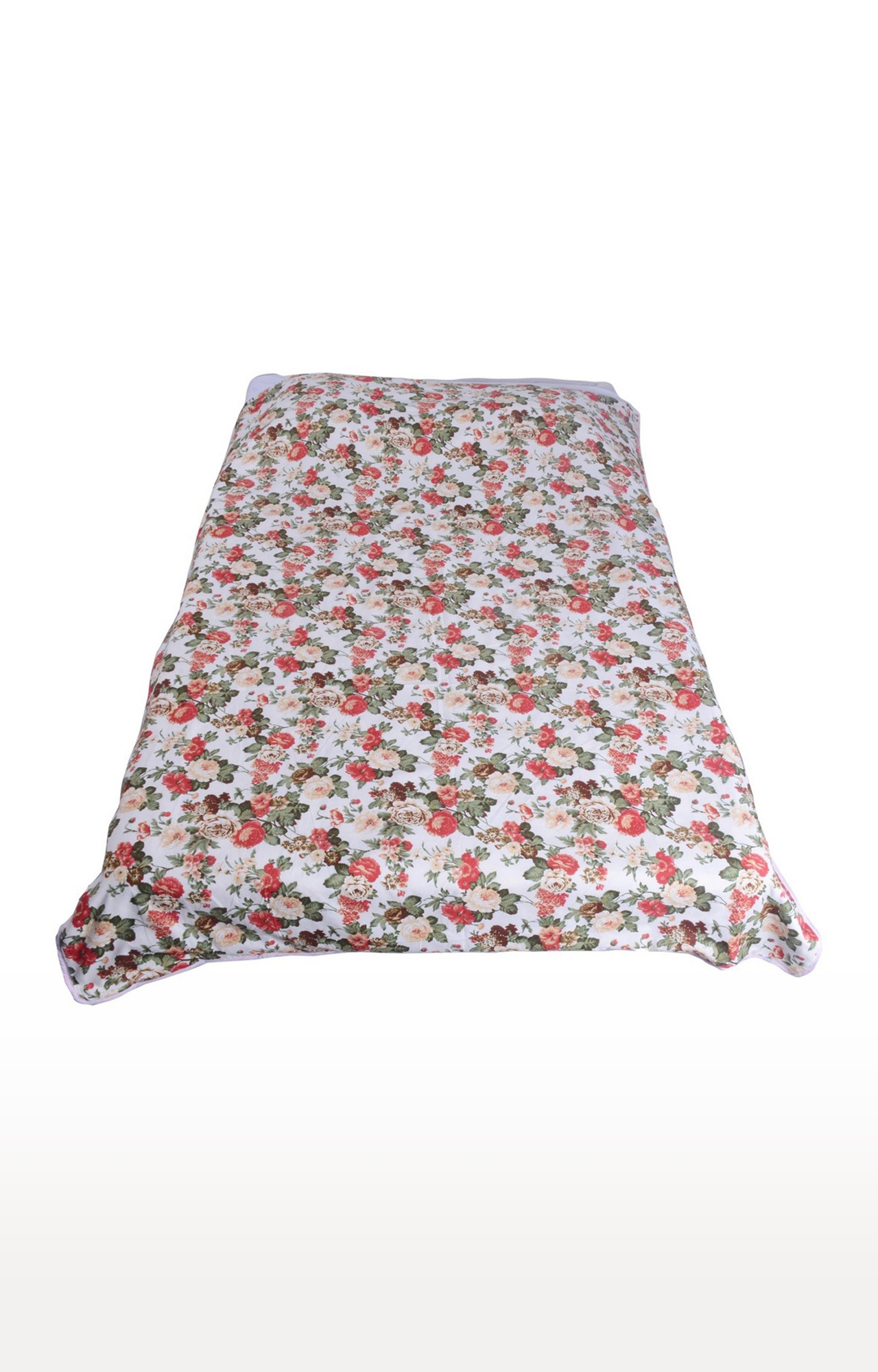 Red Garland Flower Printed Cotton 3 Layer Single Bed Quilt Dohar