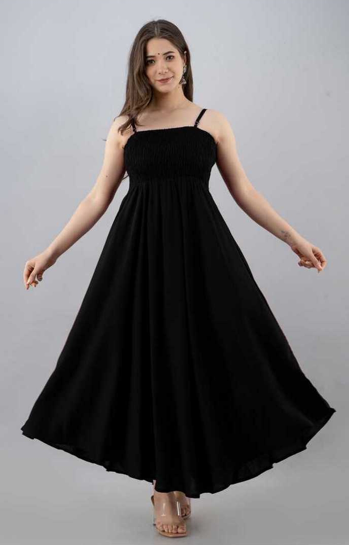 Long Stylish Black Maxi Dress for Women Western Wear