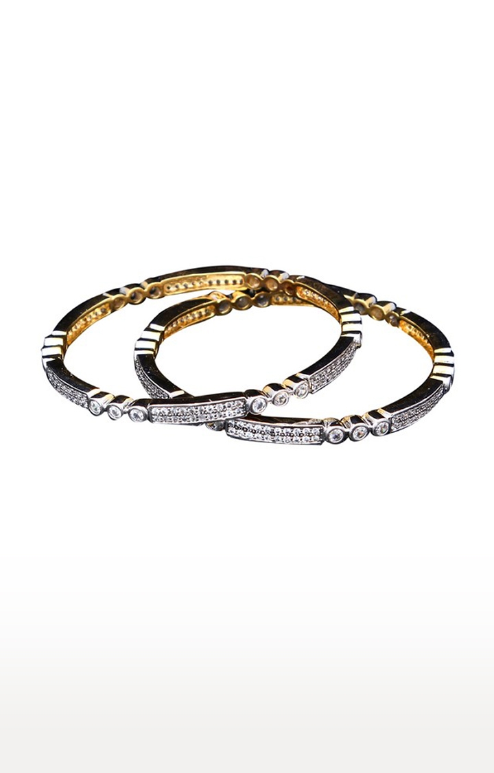 55Carat | Silver Copper 14K Gold Plated Cubic Zirconia Bangles