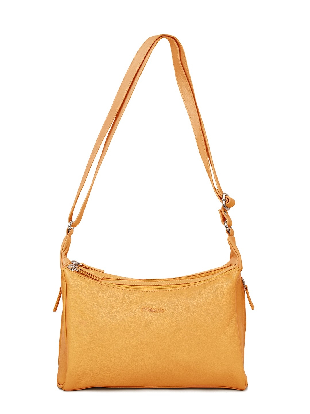 WildHorn | WildHorn Upper Grain Genuine Leather Ladies Sling, Cross-body, Hand Bag with Adjustable Strap - Yellow