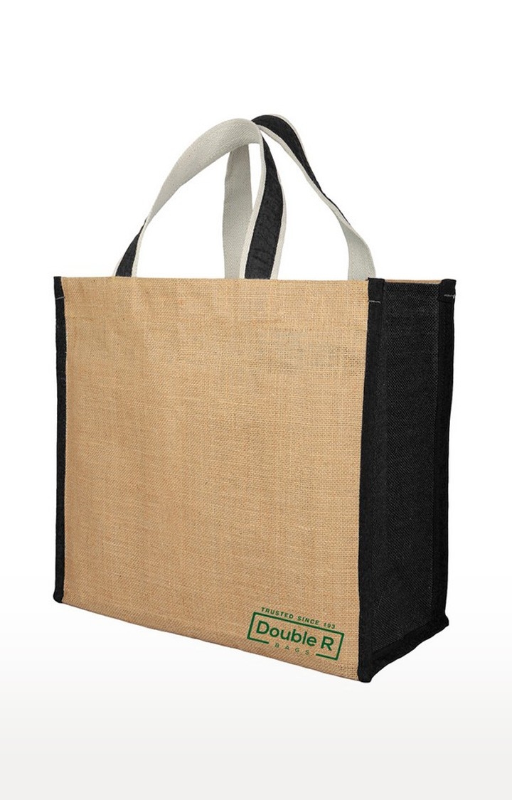 DOUBLE R BAGS | Double R Bags Big Heavy Duty Eco Reusable Plain Jute Cloth Shopping Bags, Black (Pack Of 1)