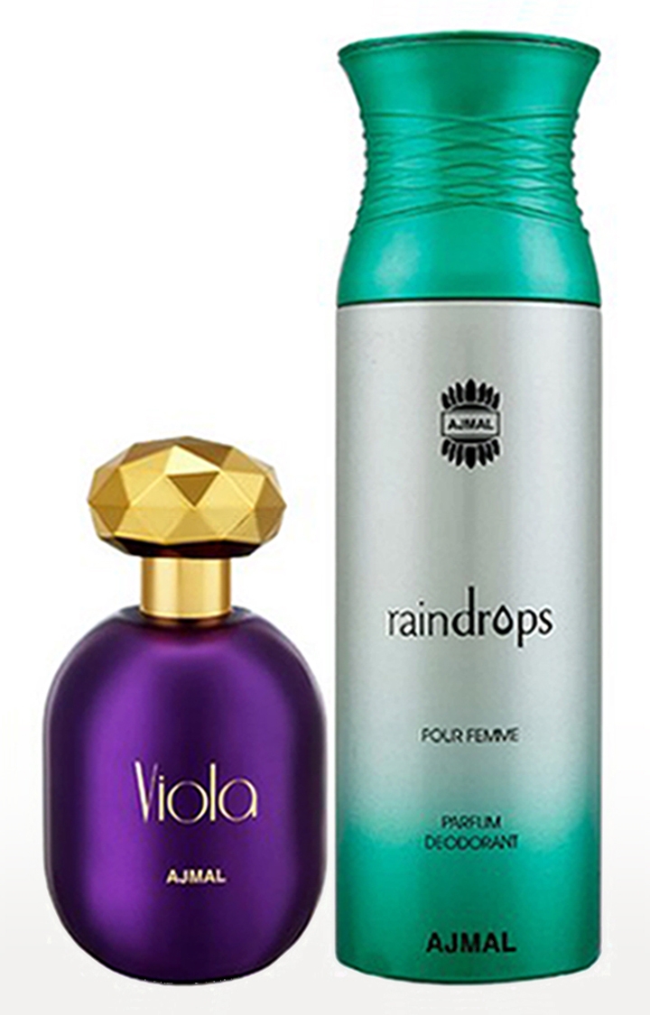 Ajmal | Ajmal Viola EDP Fruity Perfume 75ml for Women and Raindrops Femme Deodorant Fragrance 200ml for WoMen 0
