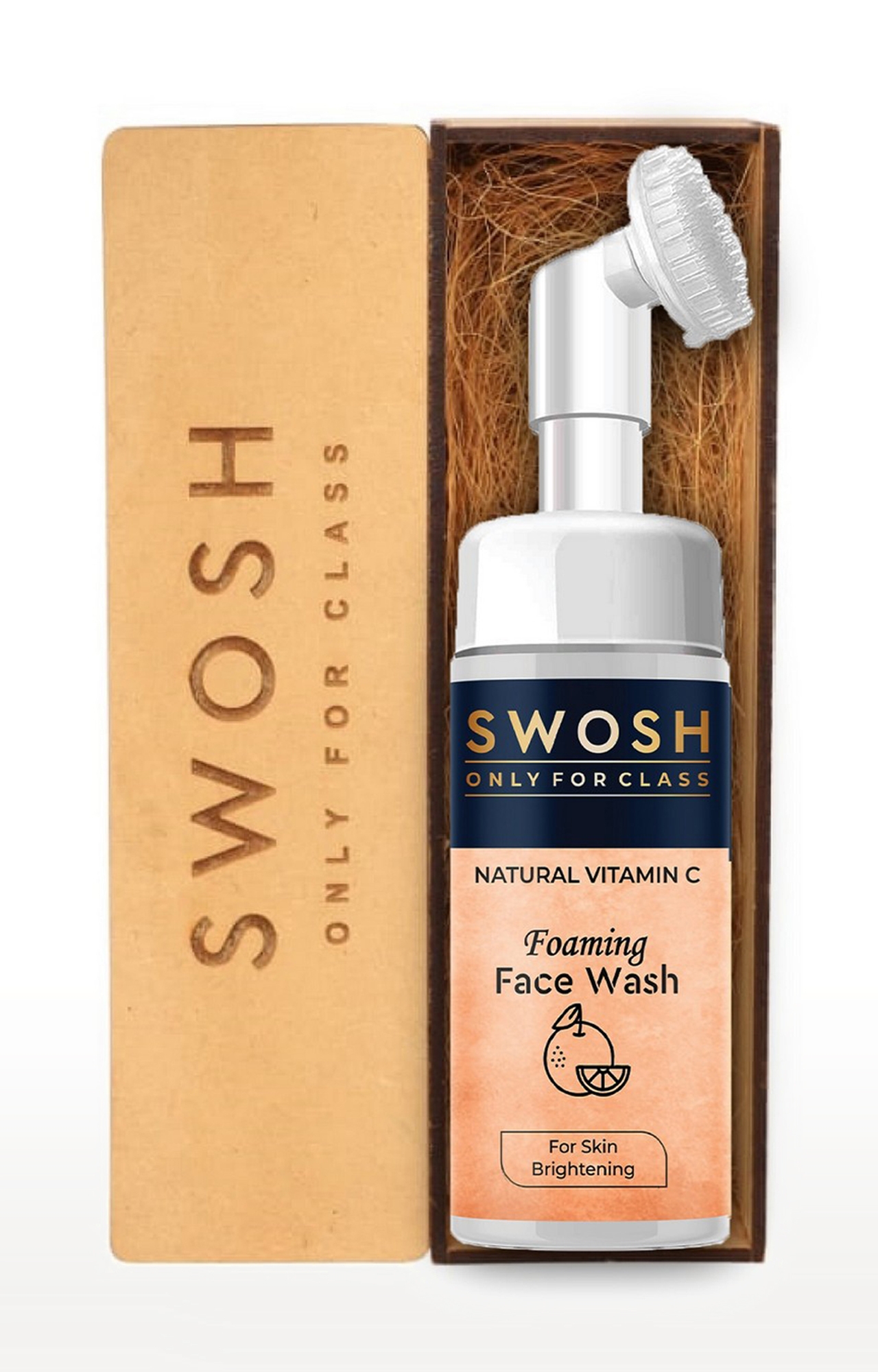Swosh Natural Vitamin C Foaming Face Wash For Pimple Prone & Oily Skin With Built-In Face Brush 100 Ml