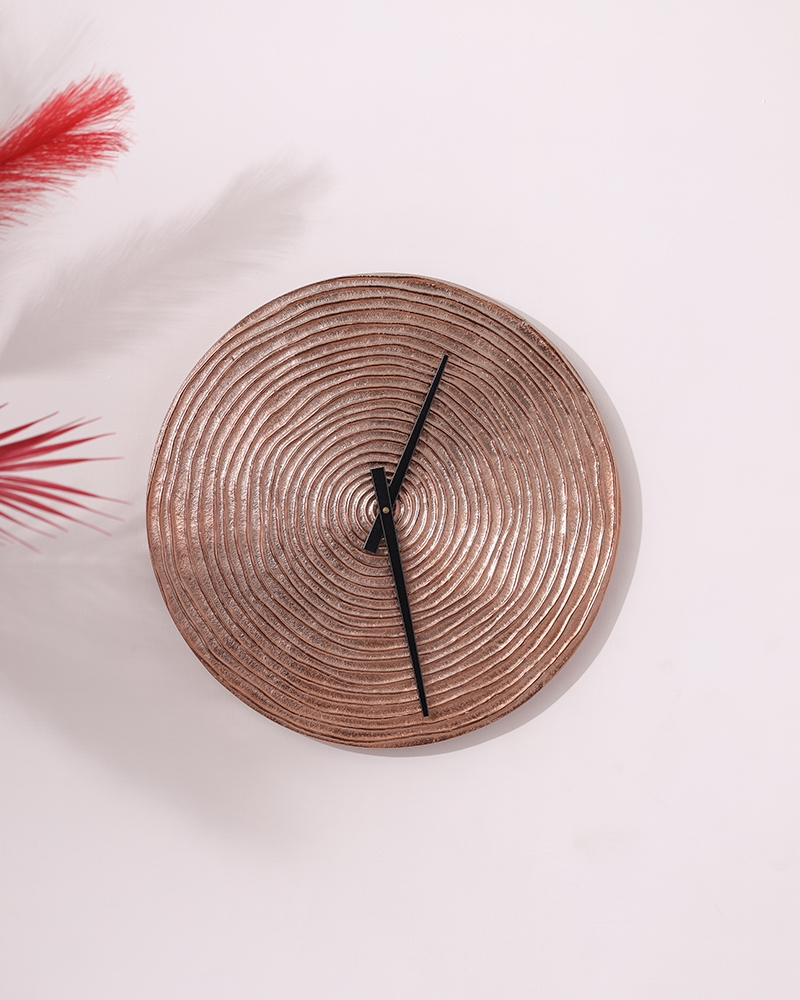 Order Happiness Copper Pure Aluminium Beautiful Round Wall Clock For Home Decor, Wall Decoration