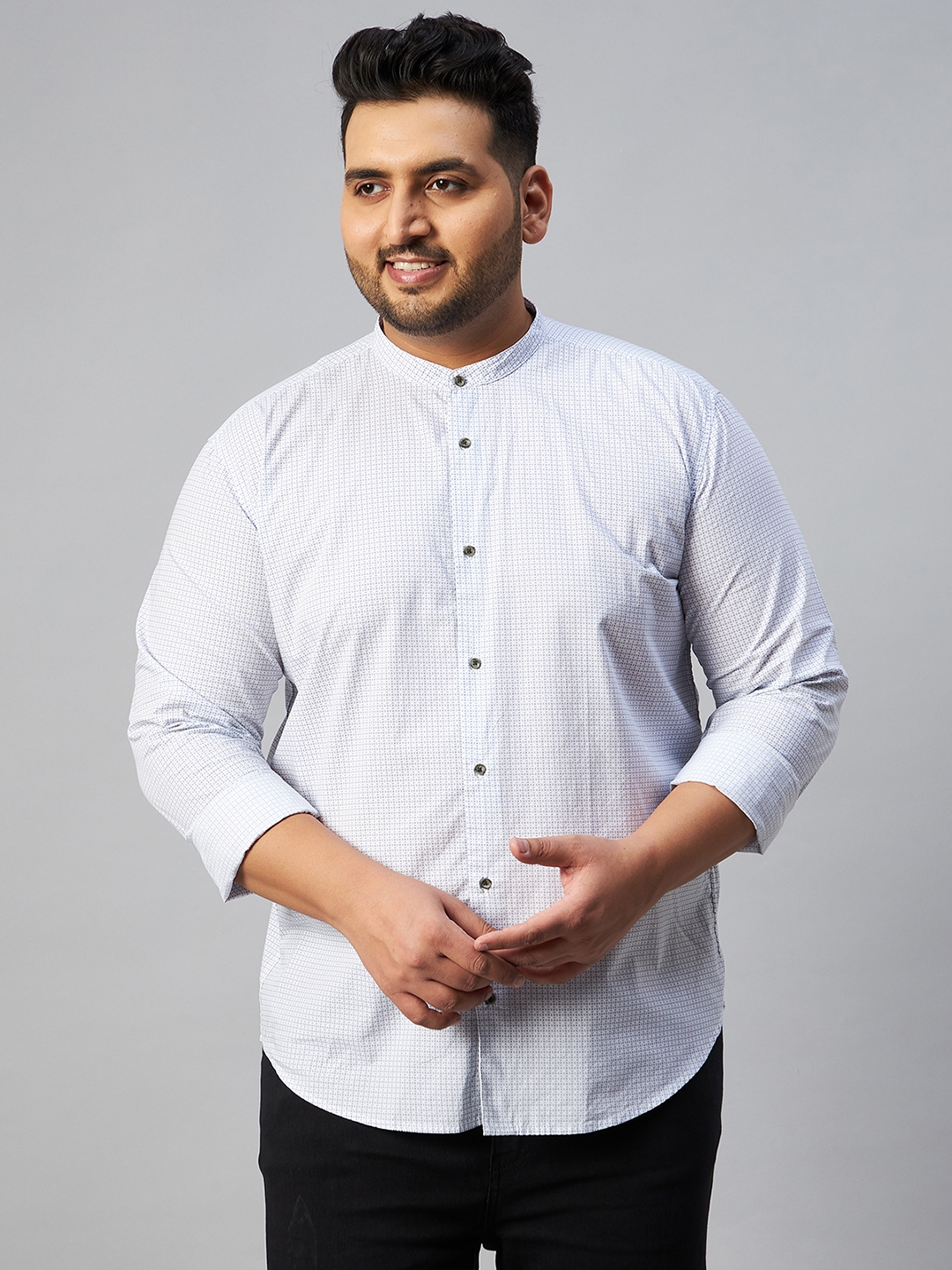 SHOWOFF Plus | SHOWOFF Plus Men's Comfort Fit Cotton White Micro or Ditsy Print Shirt