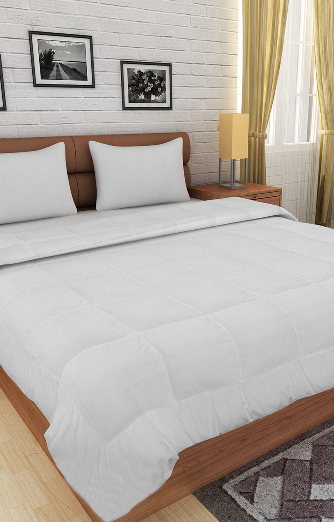 Sita Fabrics | Sita Fabrics Premium Soft Microfiber Heavy Winter 350 GSM Double Bed Quilt | White | 90x108