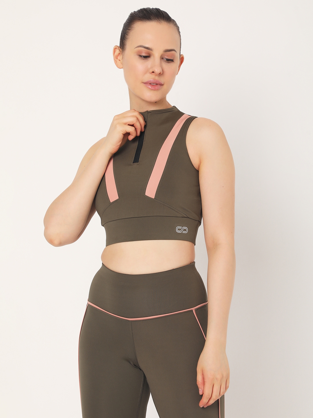SilverTraq | Padded Zip Front Crop Top