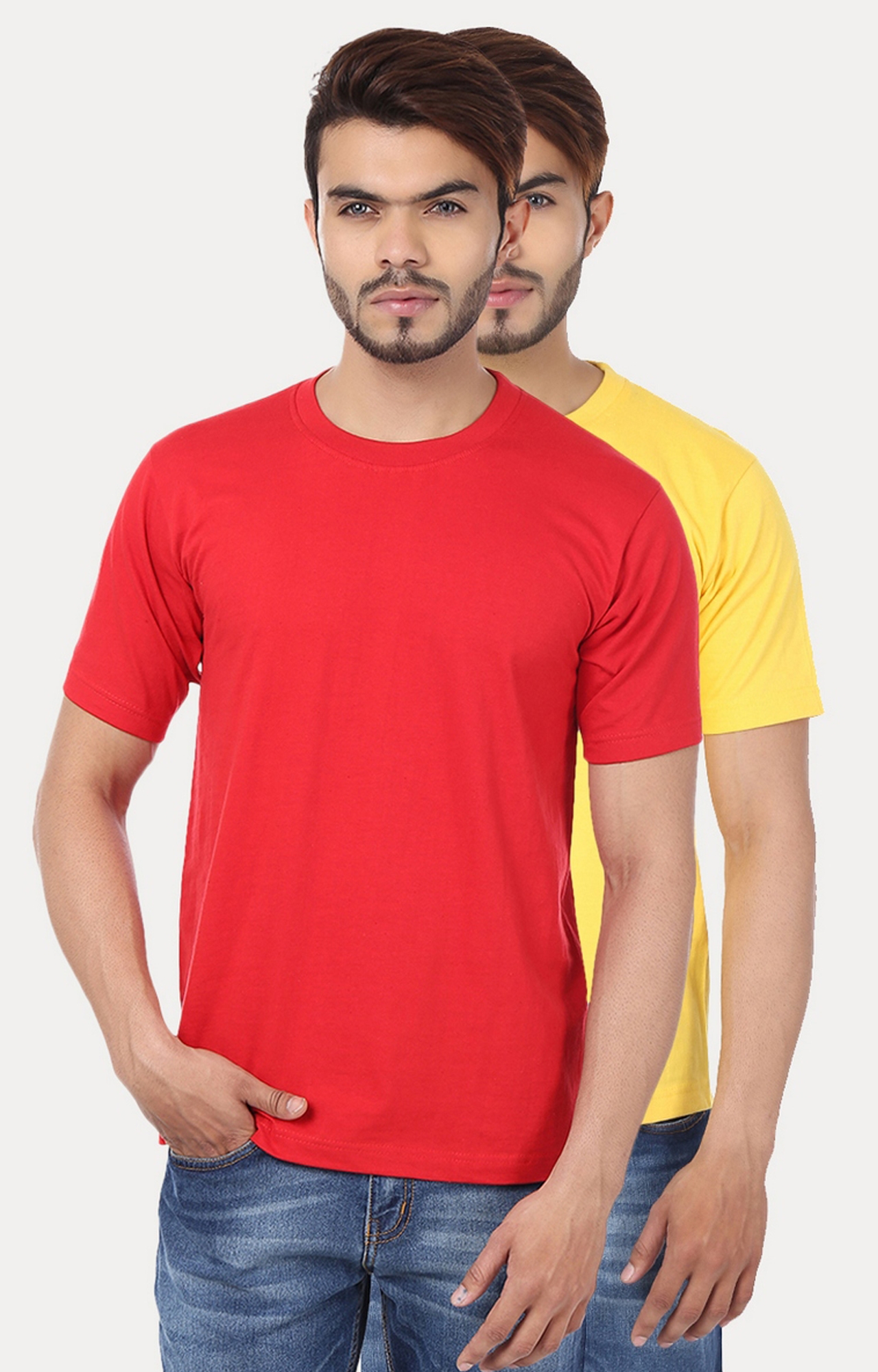 Red and Yellow Solid T-Shirt - Pack of 2