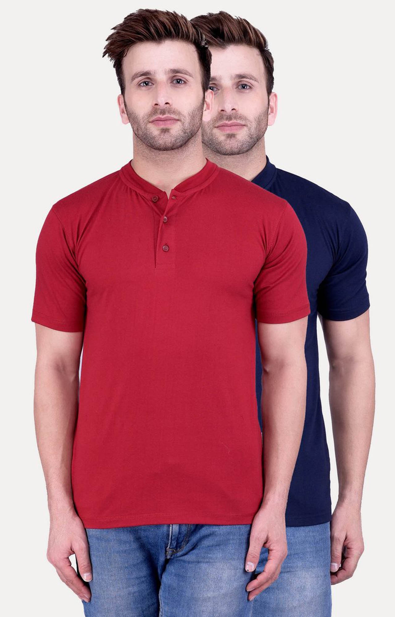 Maroon and Navy Solid T-Shirt - Pack of 2