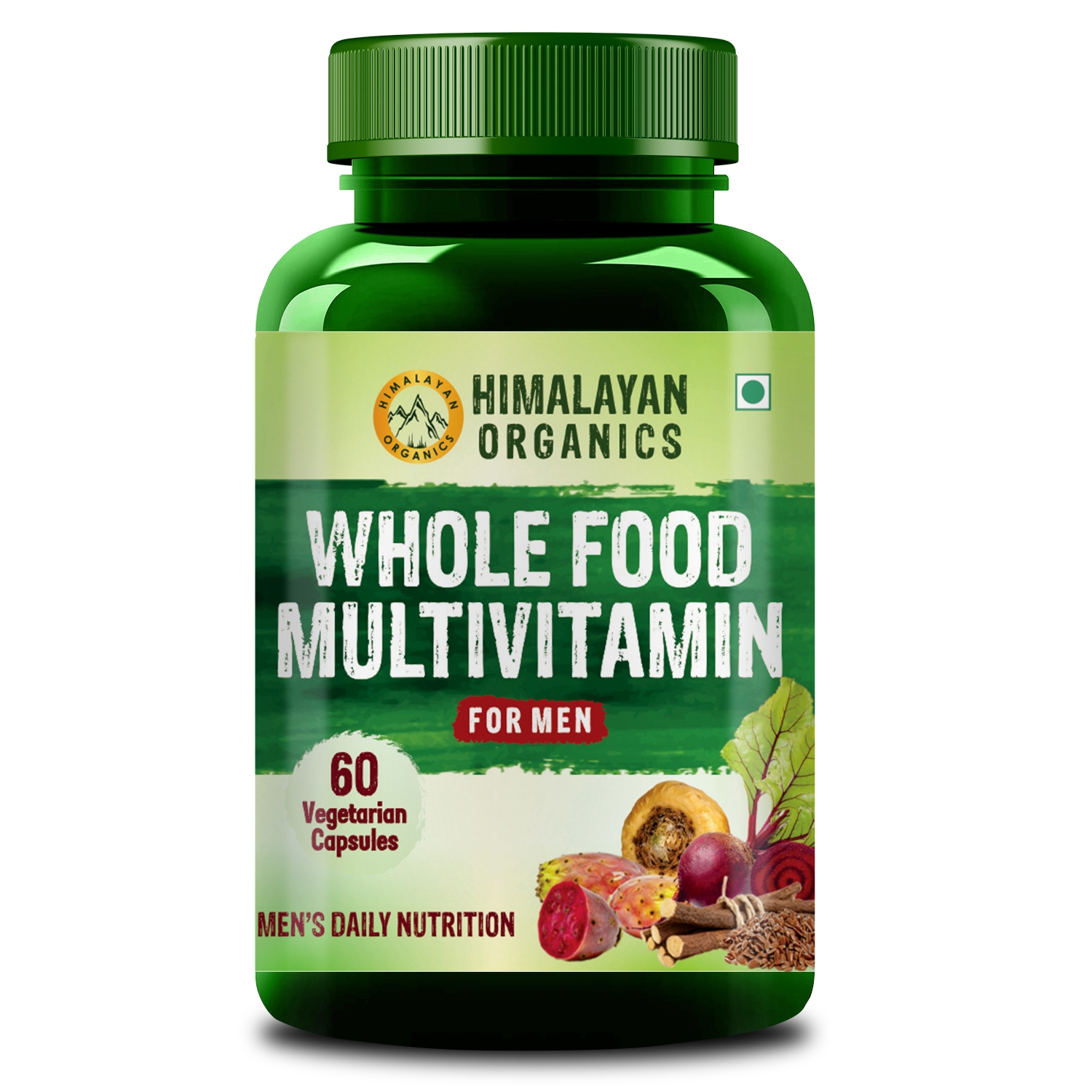 Himalayan Organics | Himalayan Organics Whole Food Multivitamin for Men || With Natural Vitamins, Minerals, Extracts || Best for Energy, Brain, Heart Health & Eye Health || 60 Veg Capsules