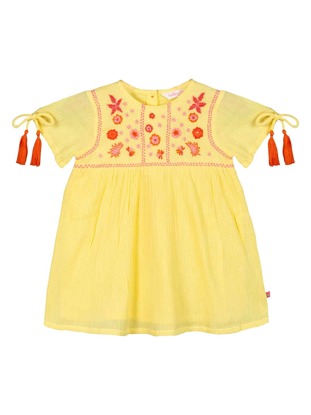Budding Bees | Yellow Embroidered Dress