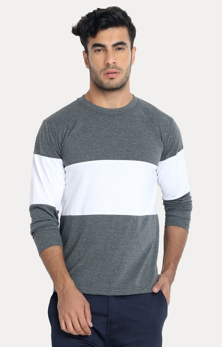 Weardo | Grey and White Colourblock Stylist T-Shirt