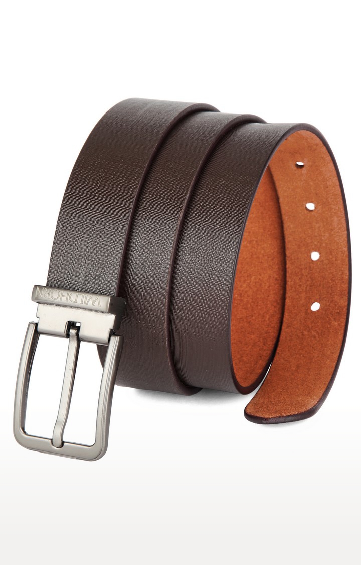 WildHorn Brown Safiano Leather Formal Belt for Men