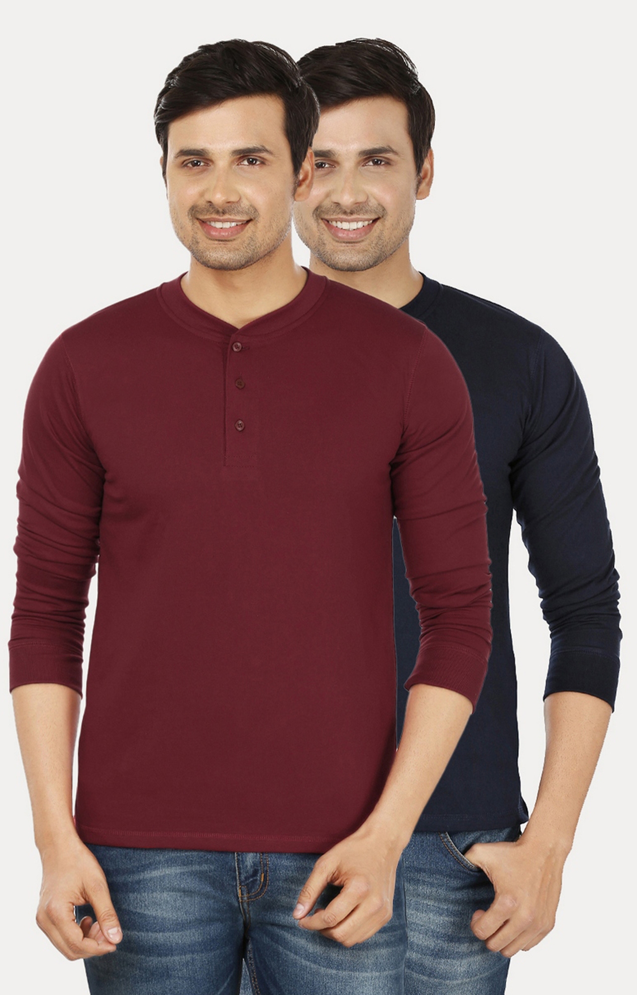 Maroon and Navy Blue Solid T-Shirt - Pack of 2