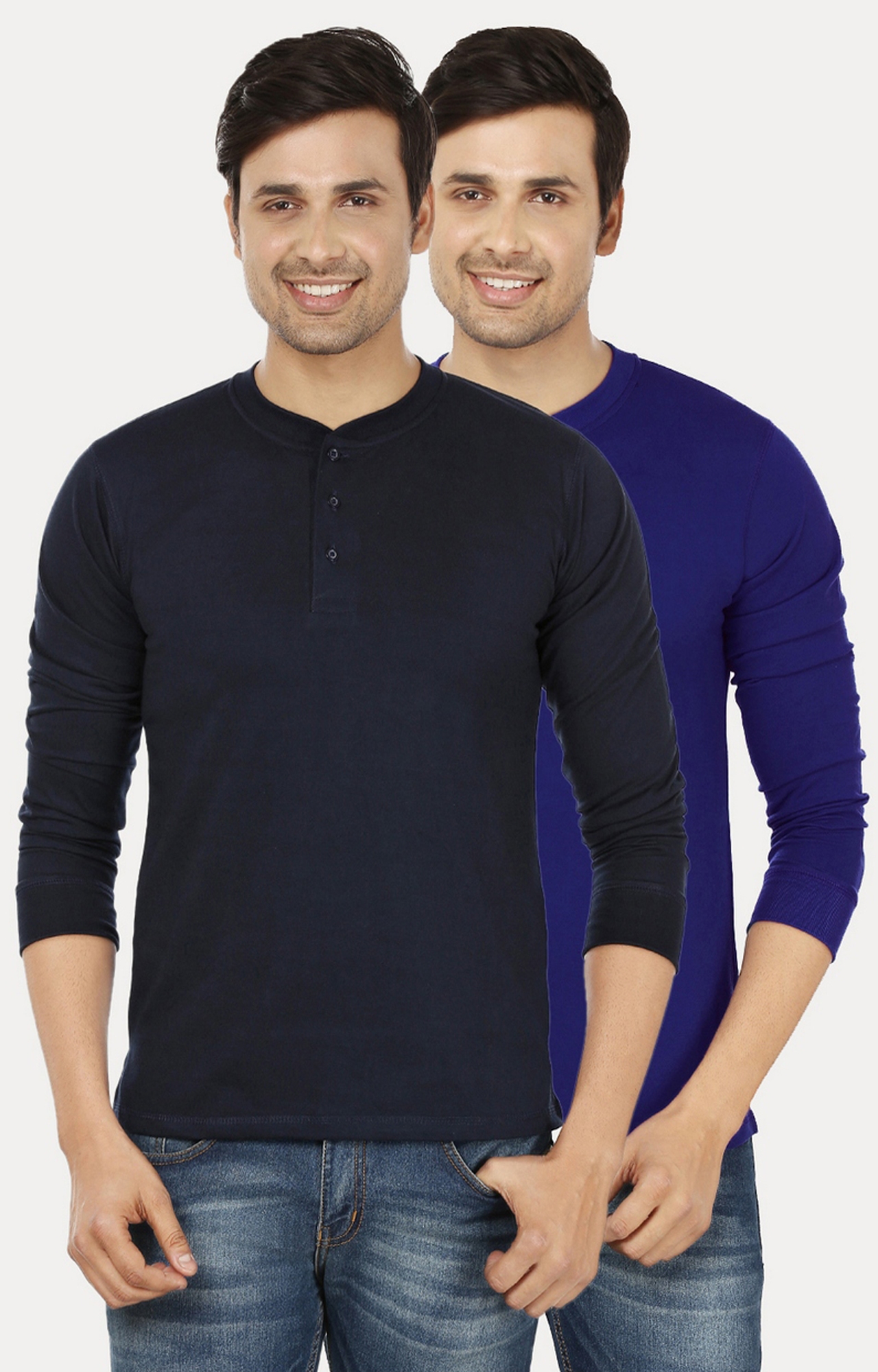 Navy and Royal Blue Solid T-Shirt - Pack of 2