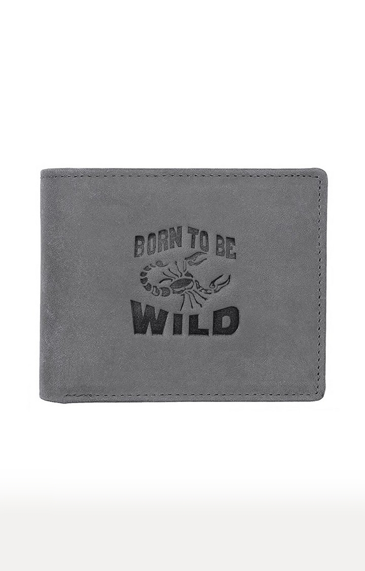 WildHorn RFID Protected Genuine High Quality Leather Grey Wallet for Men