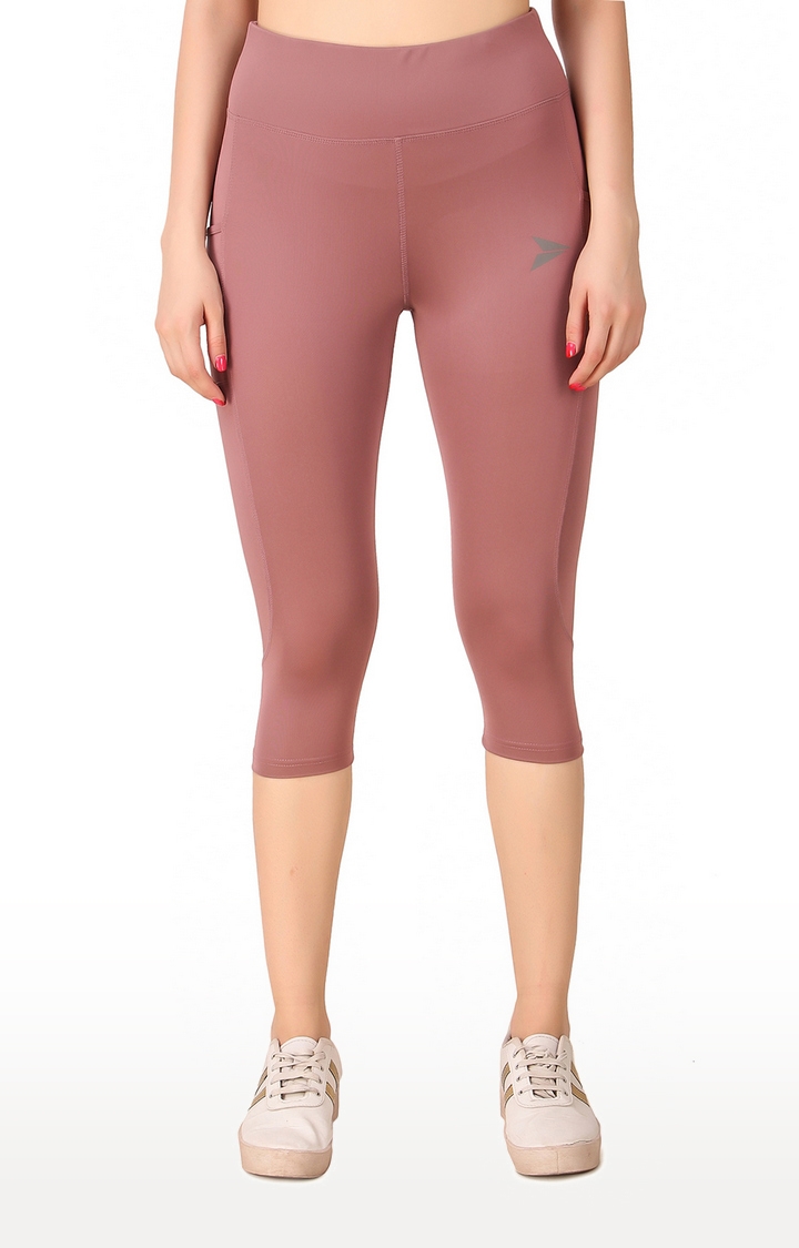 Fitinc | Fitinc Light Pink Capri for Women with Mobile Pockets
