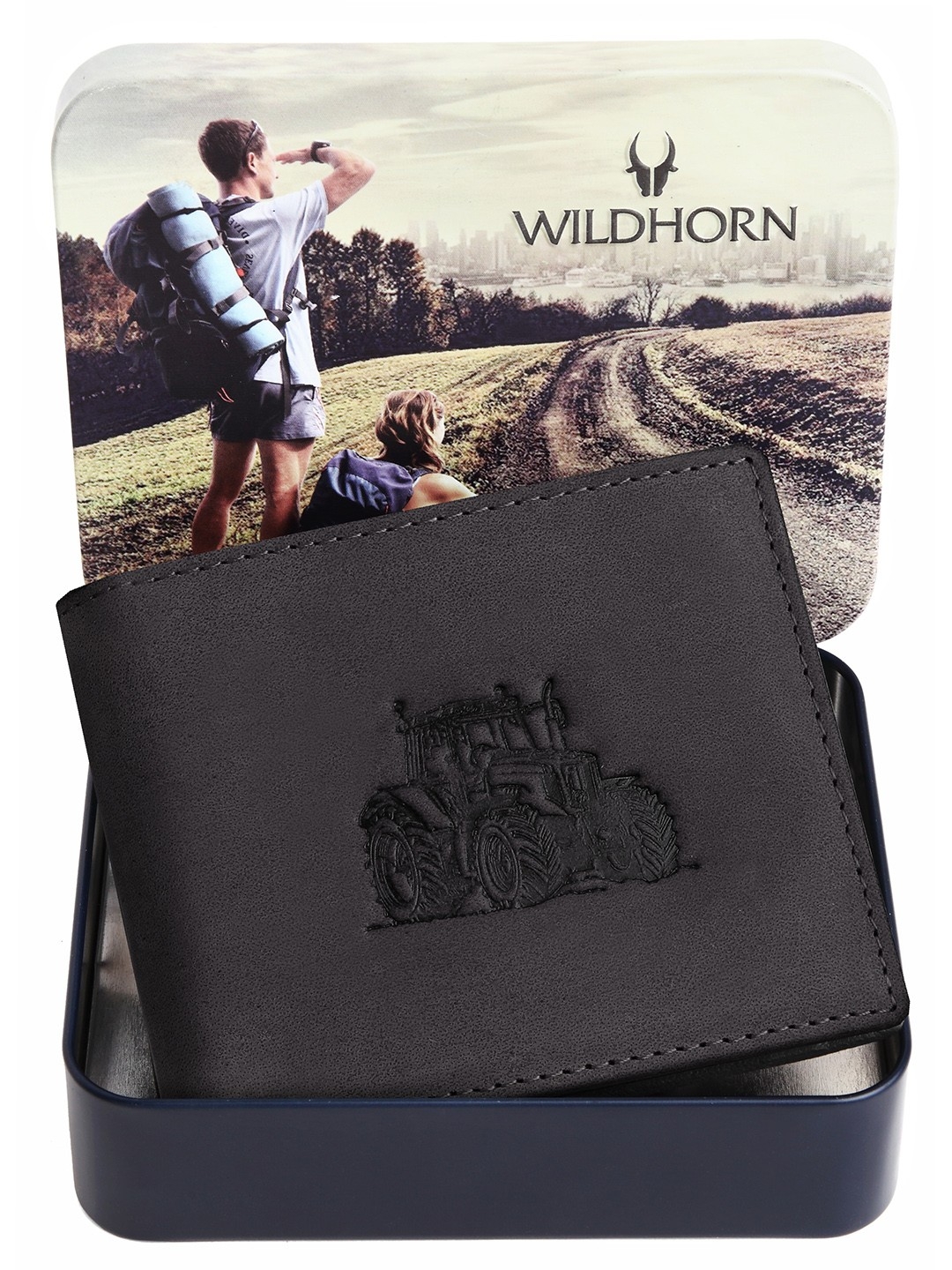 WildHorn | WildHorn RFID Protected Genuine High Quality Leather Grey Wallet for Men