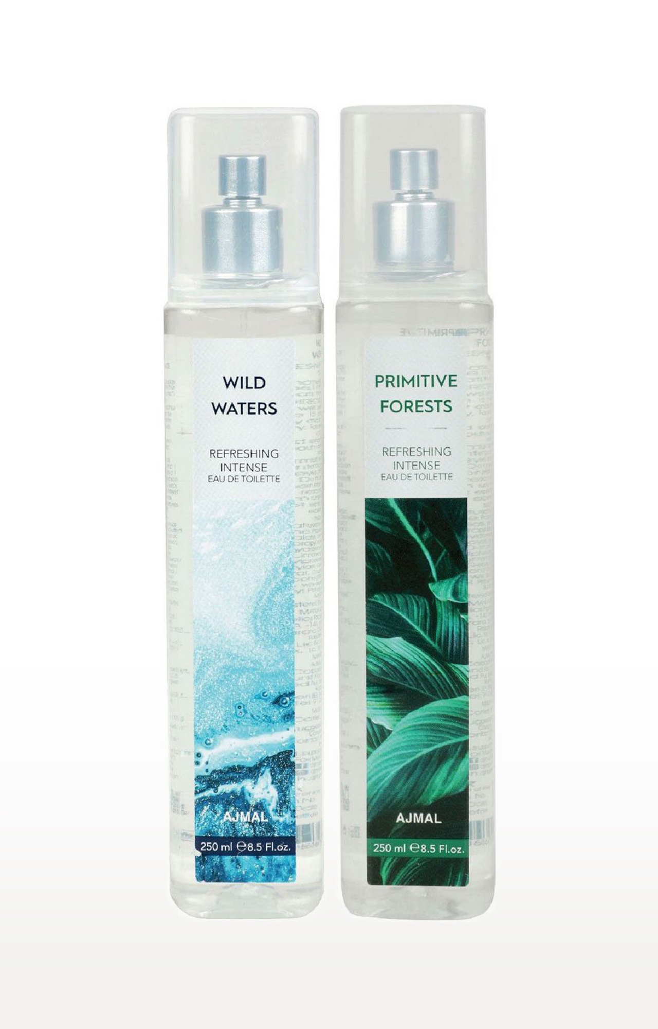 Ajmal | Ajmal Wild Waters & Primitive Forests EDT  pack of 2 each 250ml (Total 500ML) for Unisex + 4 Parfum Testers