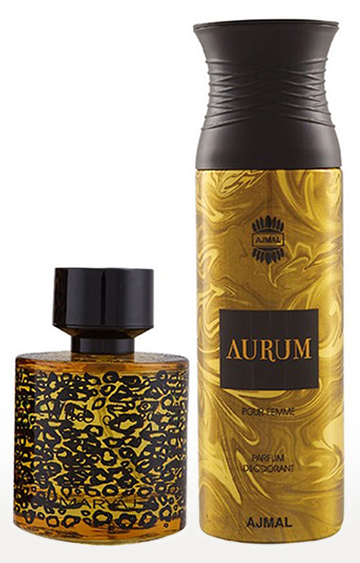 Maryaj Wild Speed Eau De Parfum Perfume 100ml for Men and Ajmal Aurum Femme Deodorant Fruity Fragrance 200ml for Women