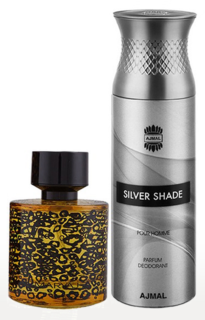 Maryaj Wild Speed Eau De Parfum Perfume 100ml for Men and Ajmal Silver Shade Homme Deodorant Fragrance 200ml for Men