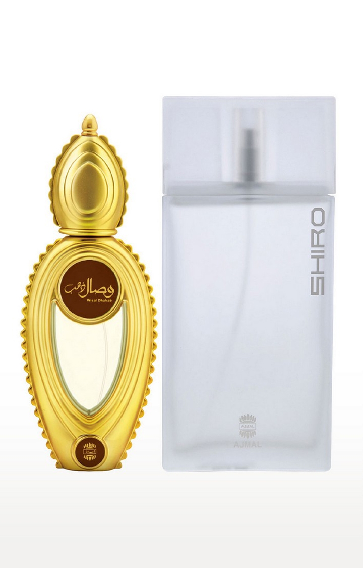 Ajmal Wisal Dhahab EDP Fruity Perfume 50ml for Men and Shiro EDP Perfume 90ml for Men