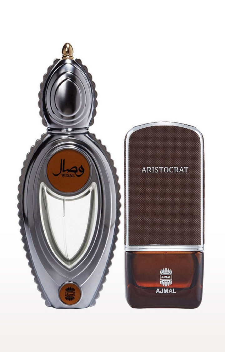 Ajmal Wisal EDP Musky Perfume 50ml for Women and Aristocrat EDP Perfume 75ml for Men
