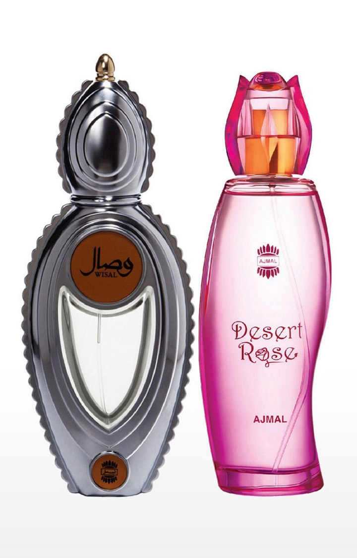 Ajmal Wisal EDP Musky Perfume 50ml for Women and Desert Rose EDP Oriental Perfume 100ml for Women