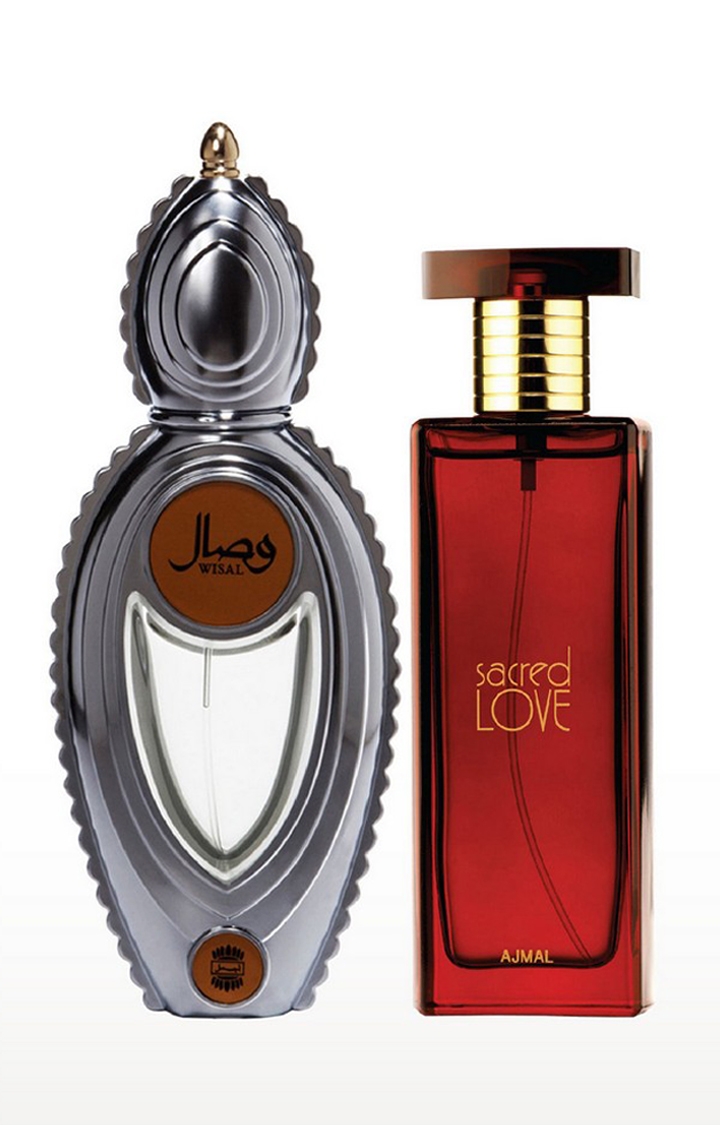 Ajmal Wisal EDP Musky Perfume 50ml for Women and Sacred Love EDP Musky Perfume 50ml for Women