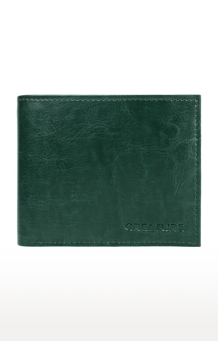 CREATURE | CREATURE Classic Bi-Fold Pu-Leather Green Wallet with Multiple Card Slots for Men