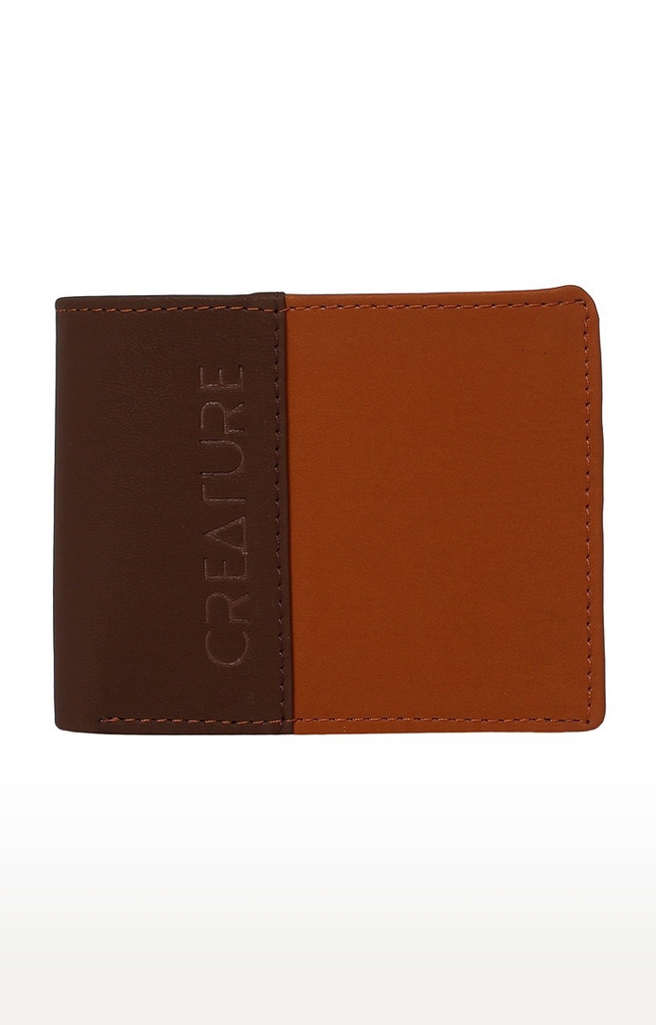CREATURE | CREATURE Brown Bi-Fold Pu-Leather Wallet with Multiple Card Slots for Men