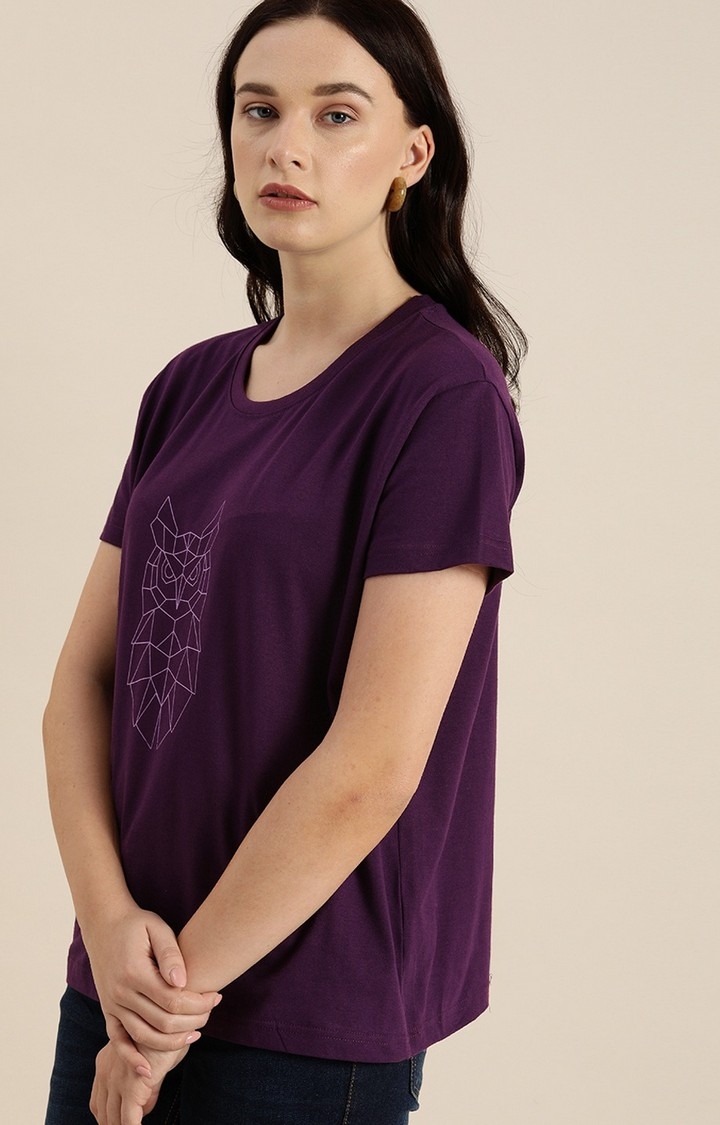 Dillinger | Dillinger Women Purple Typographic Printed T-Shirt