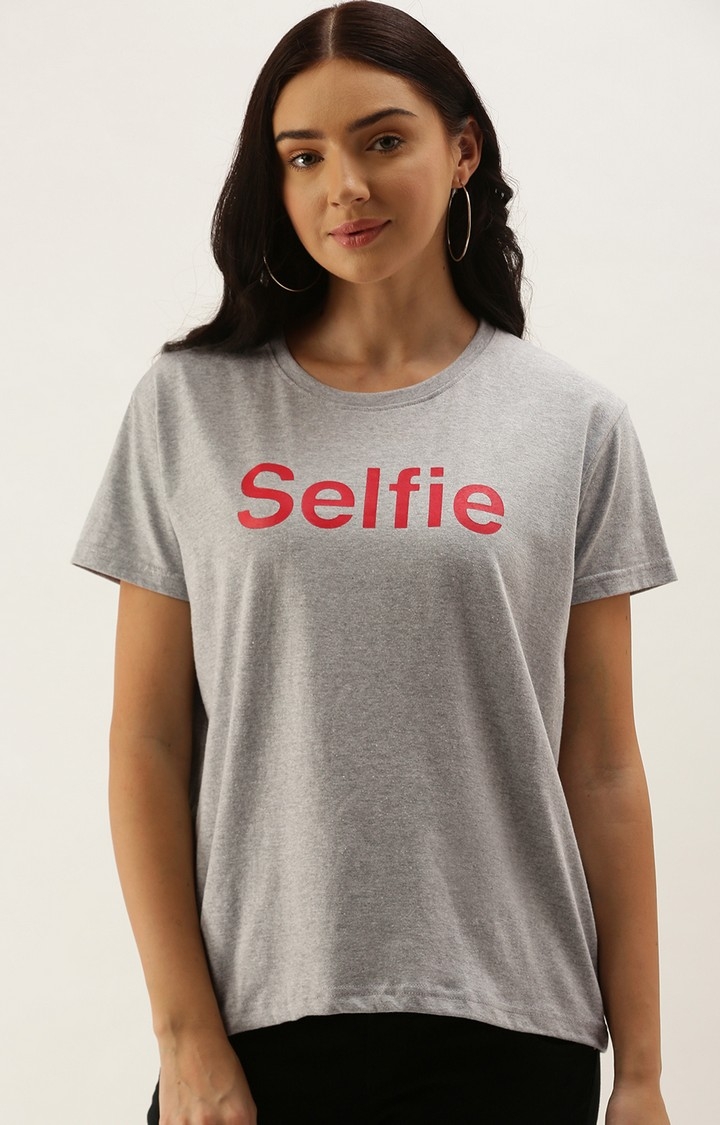 Dillinger Women Grey Typographic Printed T-Shirt