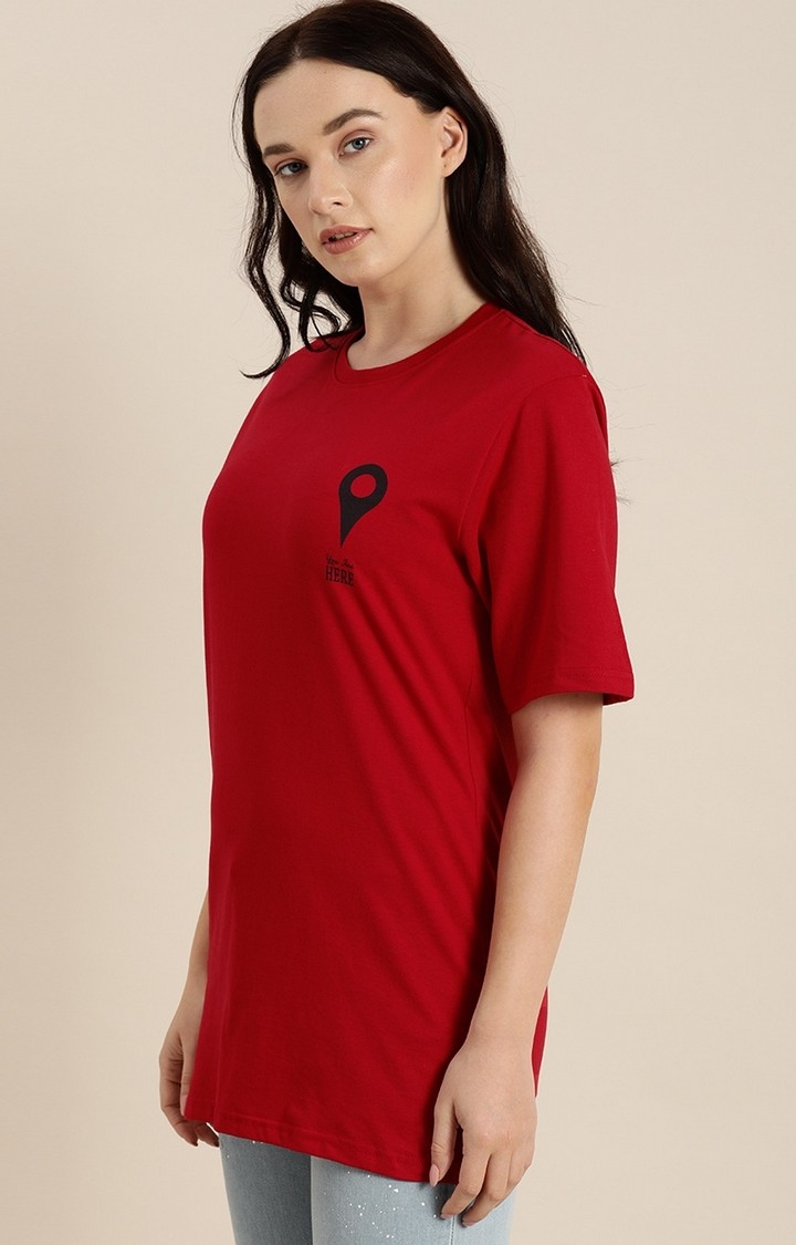 Dillinger | Dillinger Women Red Typographic Printed T-Shirt