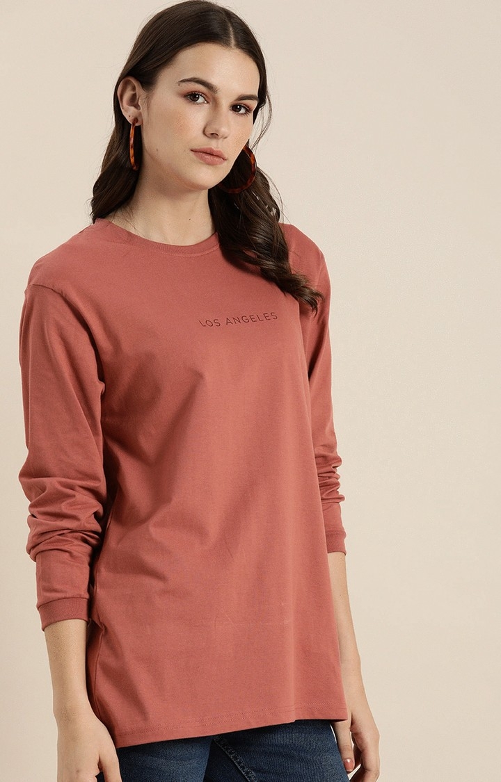 Dillinger Women Pink Typographic Printed T-Shirt