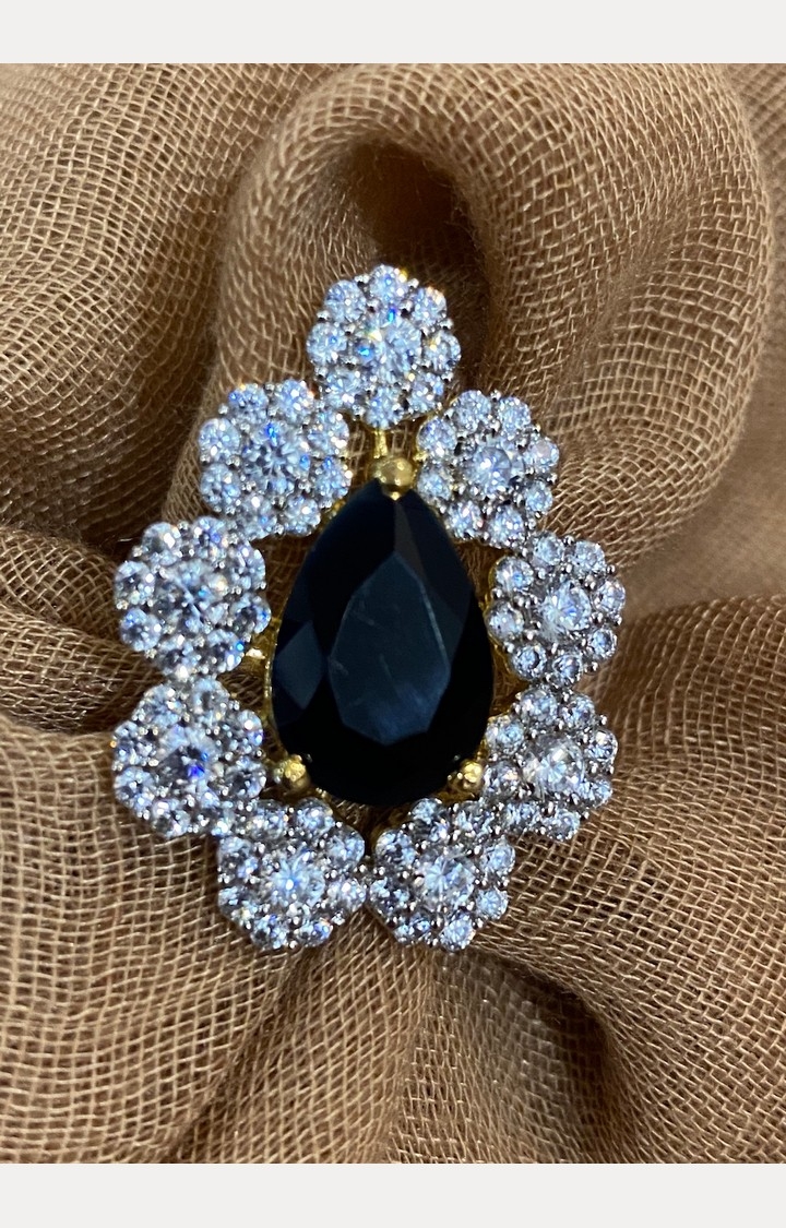 Swabhimann Jewellery | Black Ameena Zircon Leaf Adjustable Rings