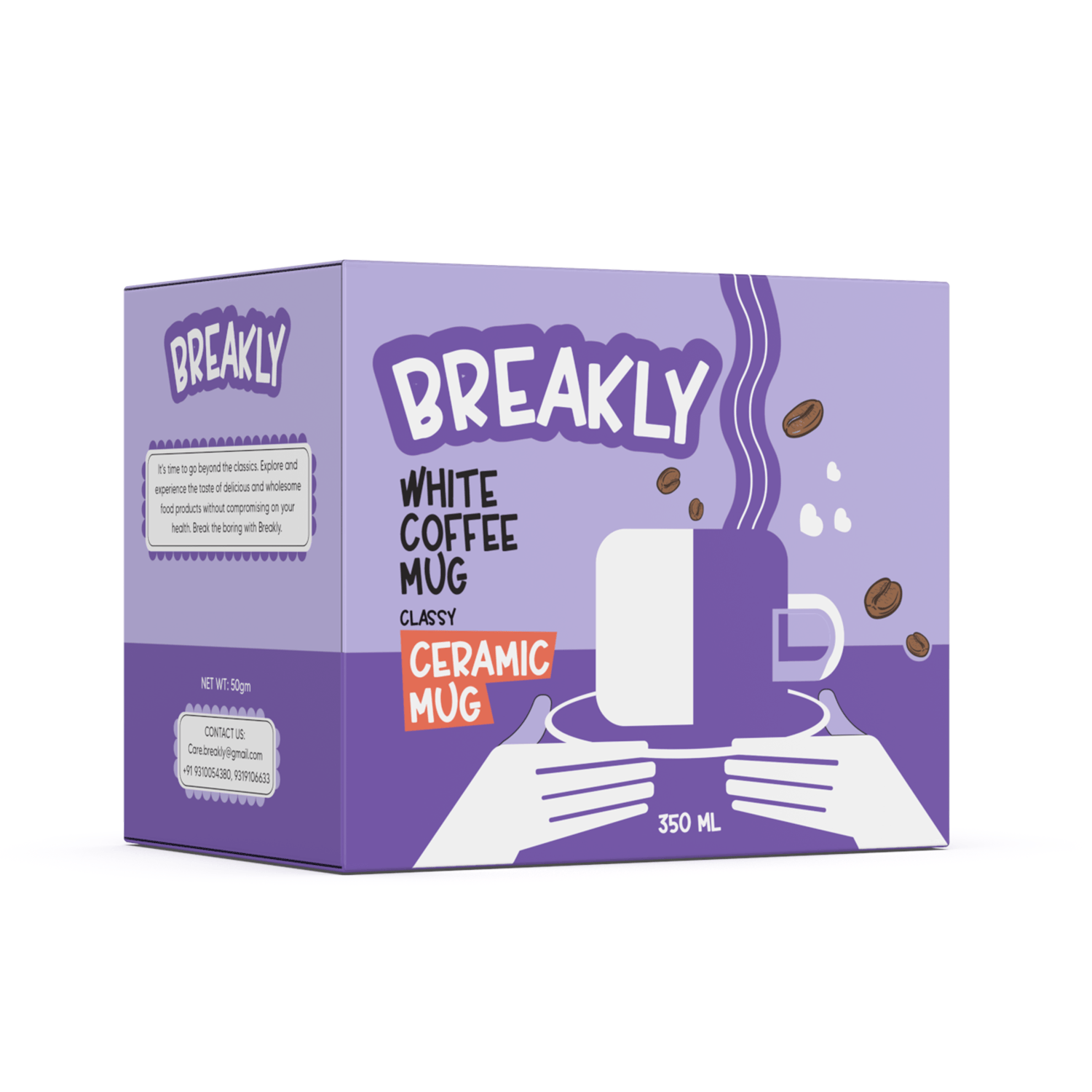 Breakly | Breakly White Coffee Mug|Classy Printed Ceramic Mug for Tea, Milk, Coffee | Sawardawalas |Glossy white | 320 ml 1