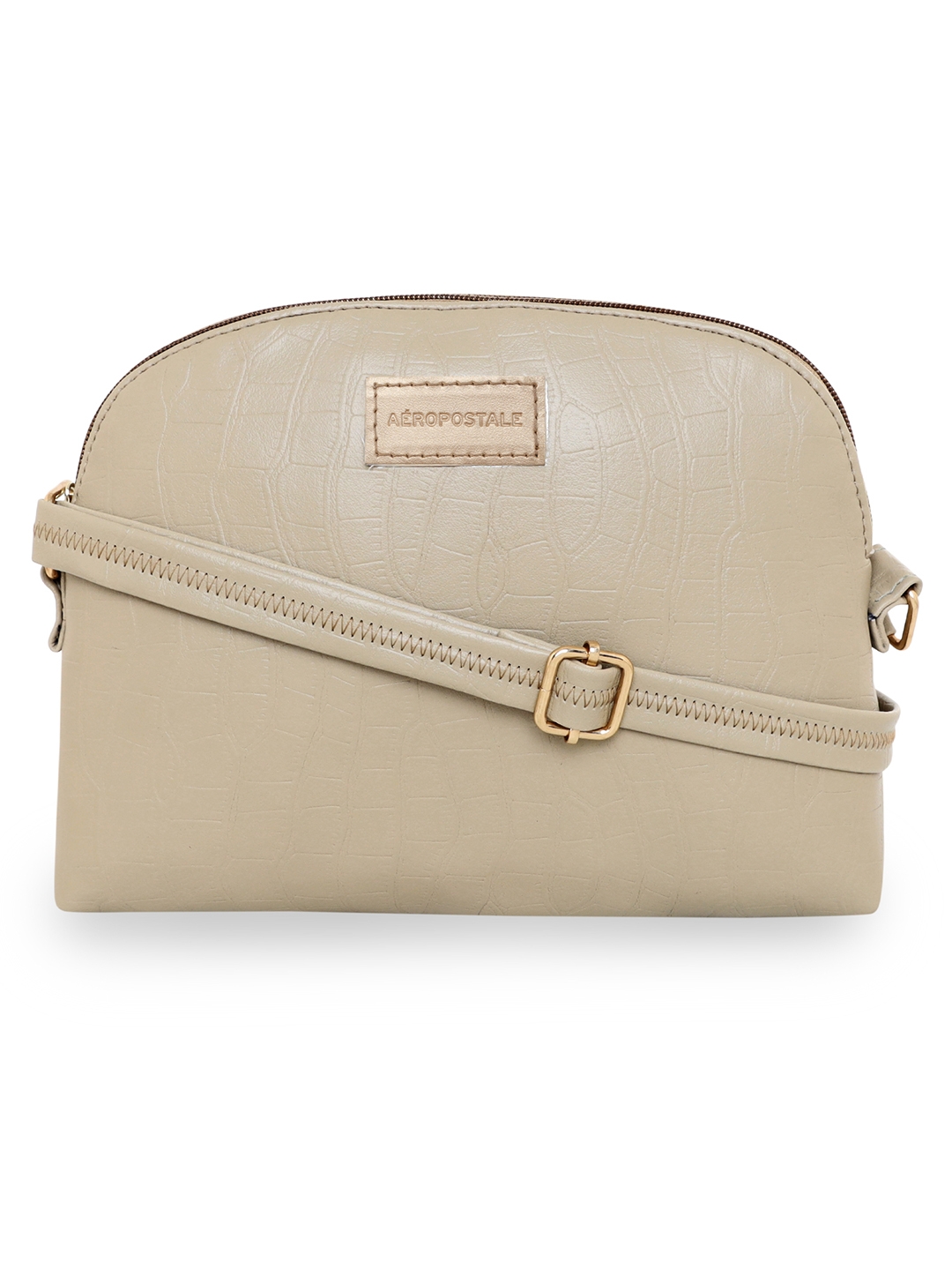 Aeropostale Textured Kylie PU Sling Bag with non-detachable strap (Beige)