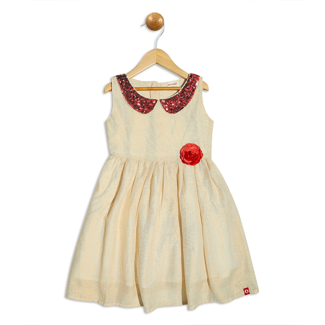 Pinehill | Pinehill Kids Girls Gold Lurex Gown with sequins collar 