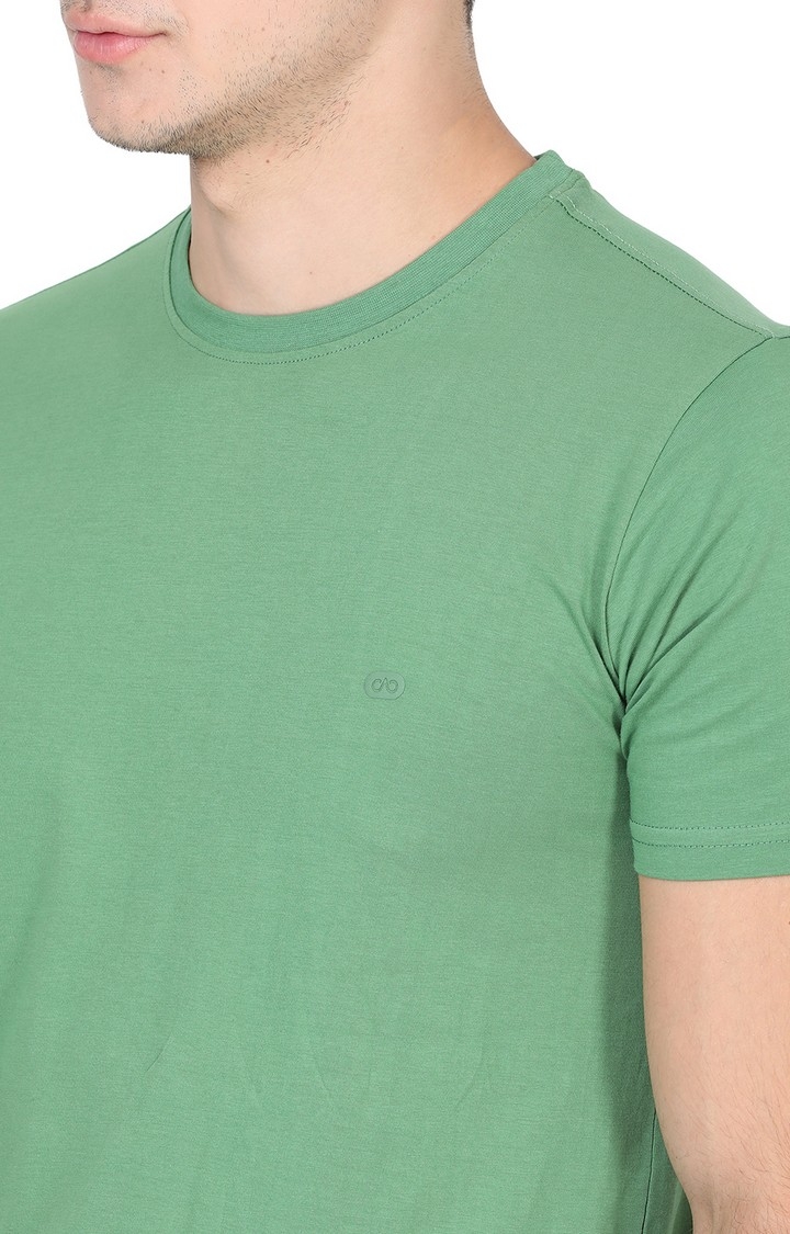 JB-CR-32M MINT GREEN Men's Green Cotton Solid T-Shirts